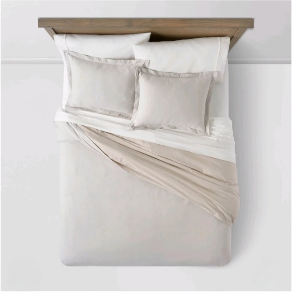 Threshold King Cotton Linen Chambray Duvet Cover & Sham Set Light Gray